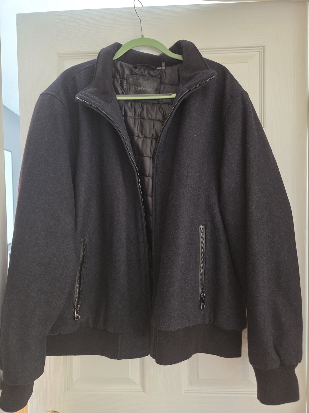 Calvin Klein Men’s Black Wool Blend Bomber Jacket XXL Quilted